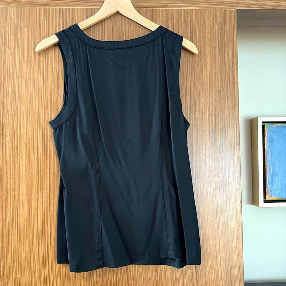 Ann Taylor:  Darted Silk Tank, Size L, Black - Picture 2 of 6